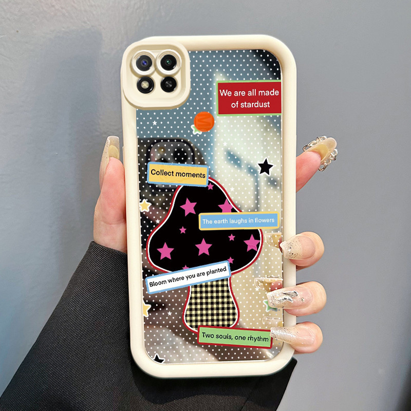 Casing Hp Xiaomi Redmi 9C Redmi 9C NFC Redmi 10A POCO C31 Case Casing melukis jamur Pola Kasus cermi
