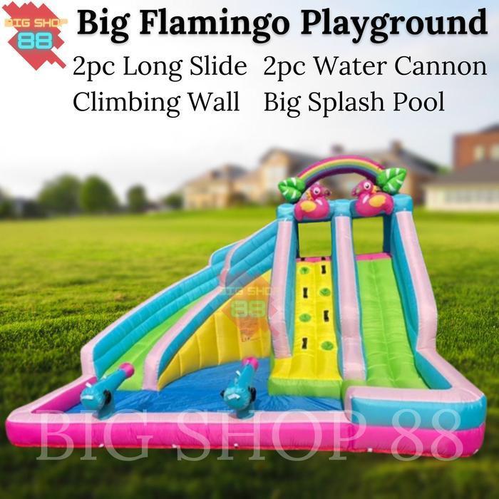 Rumah Istana Balon Inflatable Toys Perosotan Anak Flamingo Playground