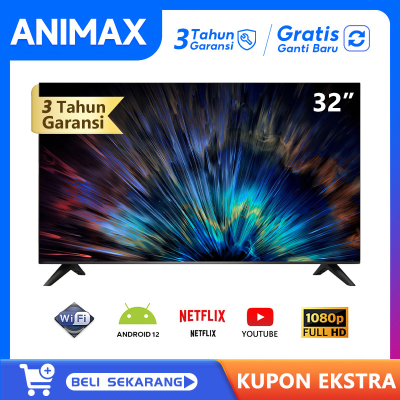 Animax Smart tv 32 inch Murah Promo Digital TV LED 32 inch Smart TV LED FHD Garansi 3 Tahun- WIFI/YO