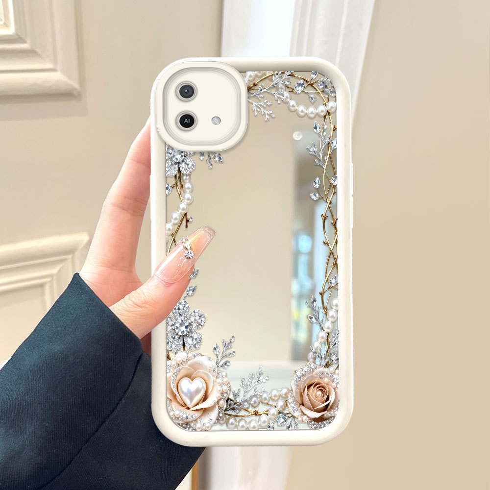 Casing Hp Untuk OPPO A16K A16E Silikon Cassing Mode Terbaru Softcase Flower Diamond 1735 Mirror JZ P