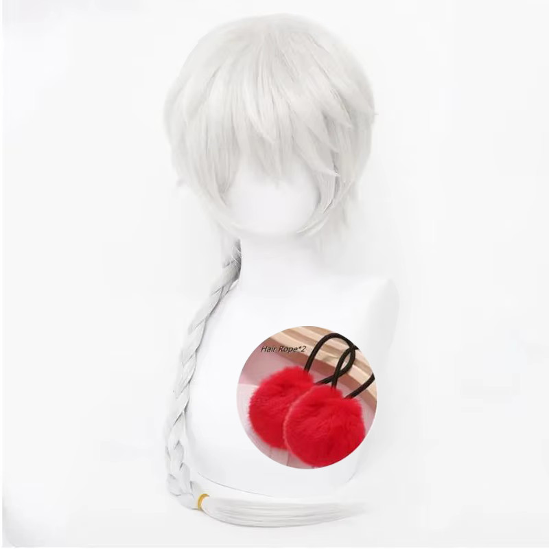 Anime Bungo Stray Dogs Season 4 High Quality Nikolai Gogol Cosplay Wig Long White Braid Heat