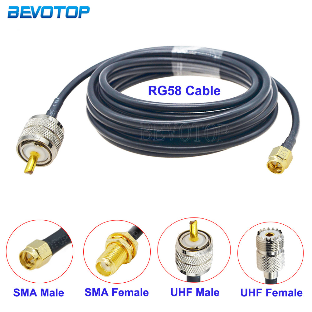 1Pcs RG-58 SMA Male/Female to PL259 UHF Male/SO239 UHF Female Connector RG58 Low-Loss Pigtail Jumper
