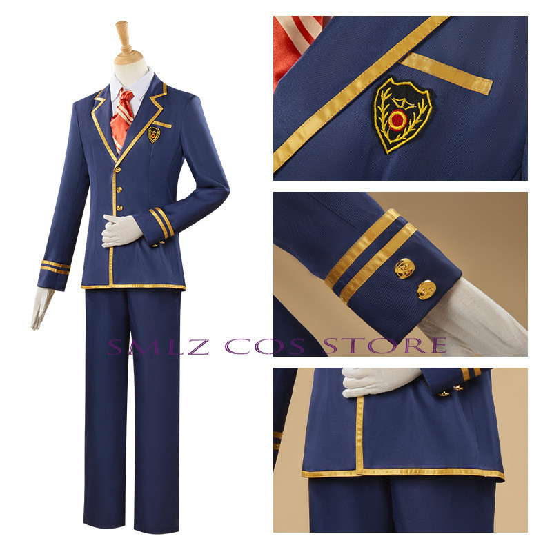 Game Aesop Carl Suit Embalmer Cosplay Identity costume Man School Dark Blue Uniform Party Carnival