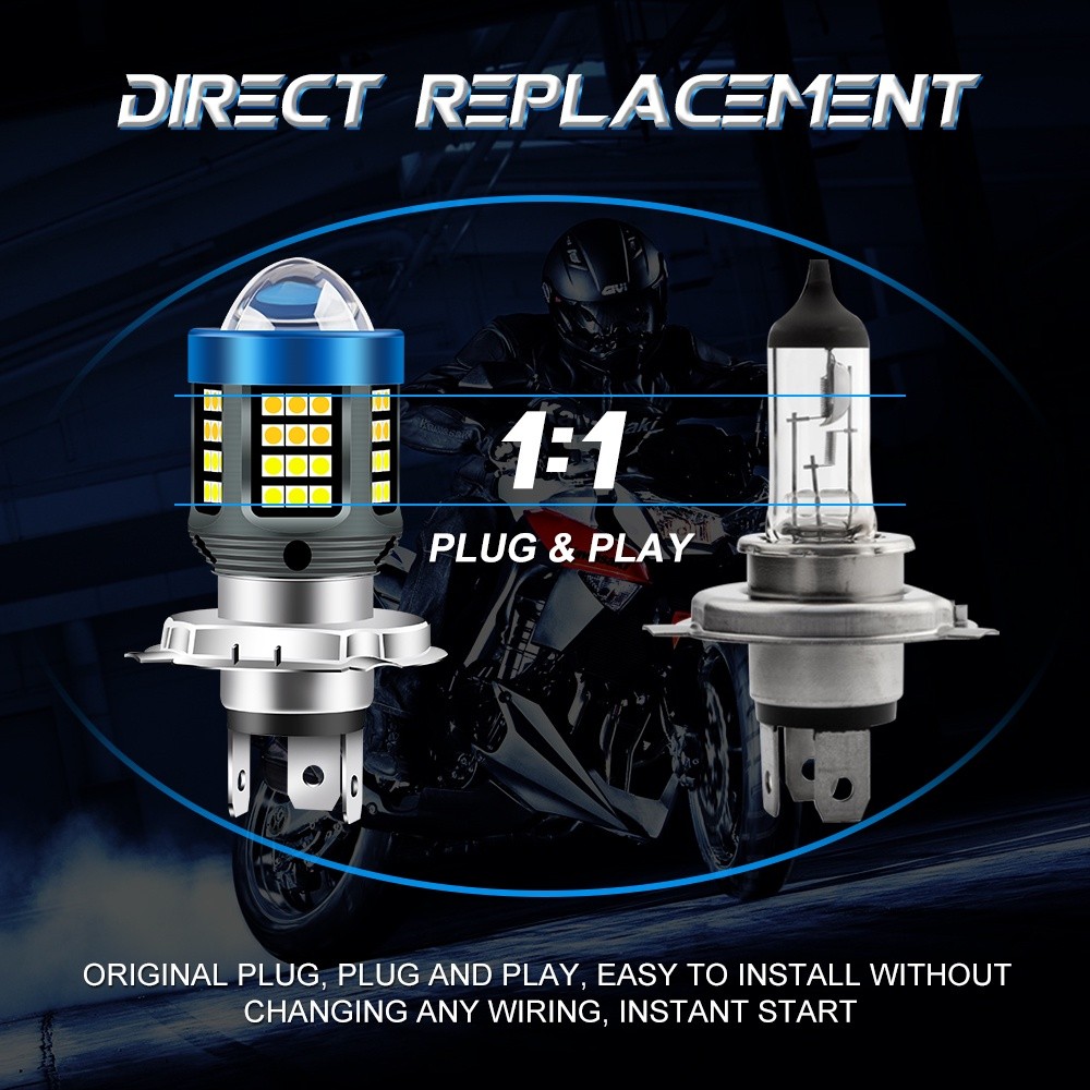 20000Lm H4 LED Moto H6 BA20D P15D LED Motorcycle Headlight Bulbs 3570 CSP Lens White Yellow Hi Lo