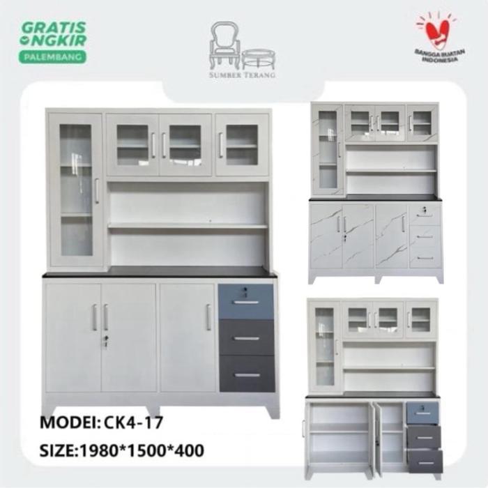 Lemari Dapur Plat Besi 4 pintu Kitchen Set Rak Piring 4 pintu Jumbo Lemari Dapur 4 pintu Lemari Kitc
