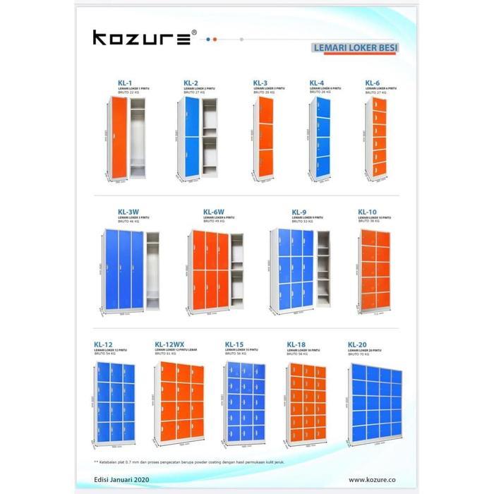 LEMARI BESI 6 PINTU GANTUNGAN PAKAIAN LOKER BESI CABINET KOZURE KL 6 W