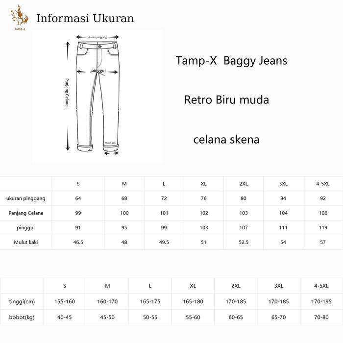Ready Tamp-X Oversize Celana Gombrong Jeans Pria Panjang Korean Style Baggy Pants Jens Kulot Jumbo