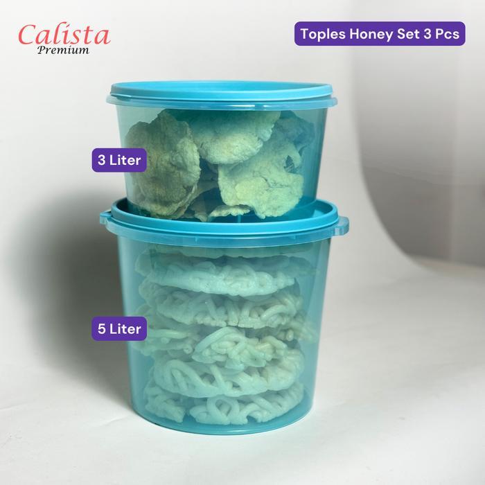 [CALISTA] Toples Kerupuk set 3 pcs - Toples Honey 5 liter