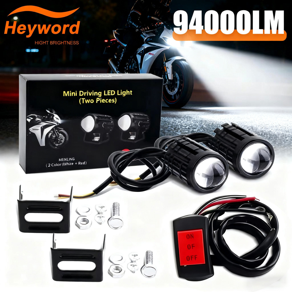 Heyword Motorcycle Mini Driving Light Dual Colo For Headlight Auxiliary Spotlight Lamp R Atv Scooter