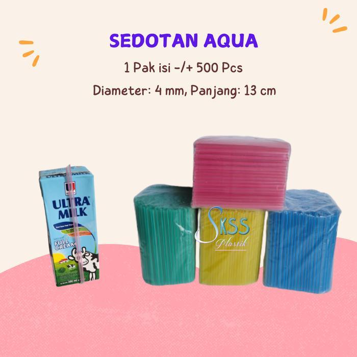 Sedotan Plastik 4mm Kecil Panjang 13cm l Sedotan Aqua Teh Gelas Warna Warni