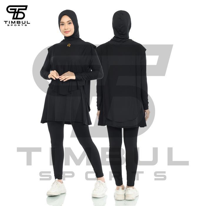 Stelan Olahraga Wanita Muslimah Senam Renang Lari Bersepeda Legging Rok Hijab Rompi Terbaik