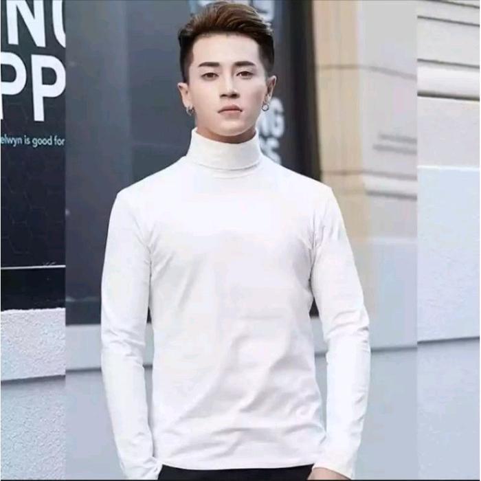 Turtleneck Pria Lengan Panjang Korean Style Baju Atasan Kaos Pria Leher Tinggi Dalaman Jas Pakaian