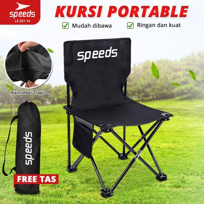 [Hitam] Speeds Kursi Lipat Portable Kursi Lipat Outdoor Camping Serbaguna 031-14
