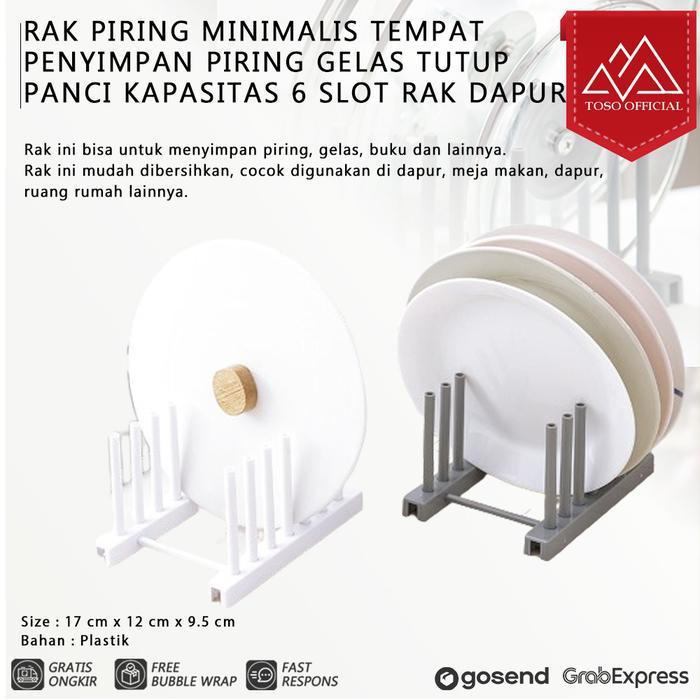 RAK PIRING MINIMALIS TEMPAT PENYIMPAN PIRING GELAS TUTUP PANCI 6 SLOT