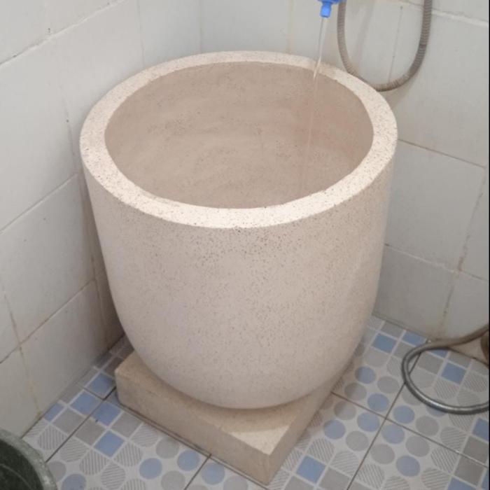 Gentong Air Batu Alam+Tatakan 60X49 Bak MandiBak Air Kamar Mandi