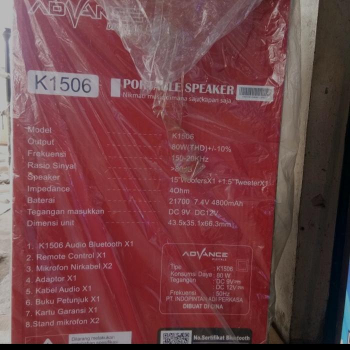 advance speaker portable 15 inch/speaker dorong advance 15 inch 2 mic