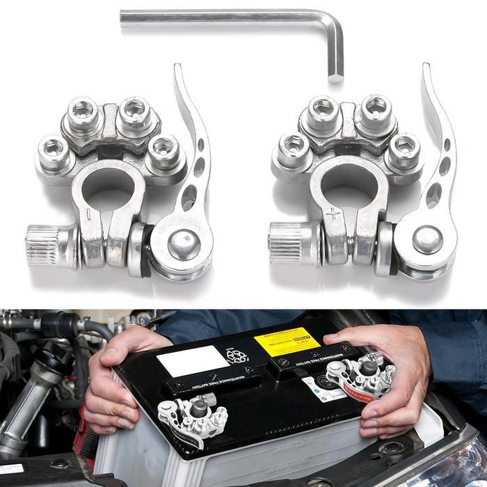 Klem Aki Mobil / 2Pcs Quick Release Terminal Aki Mobil / Tembaga Murni Kepala Aki Klem Terjamin