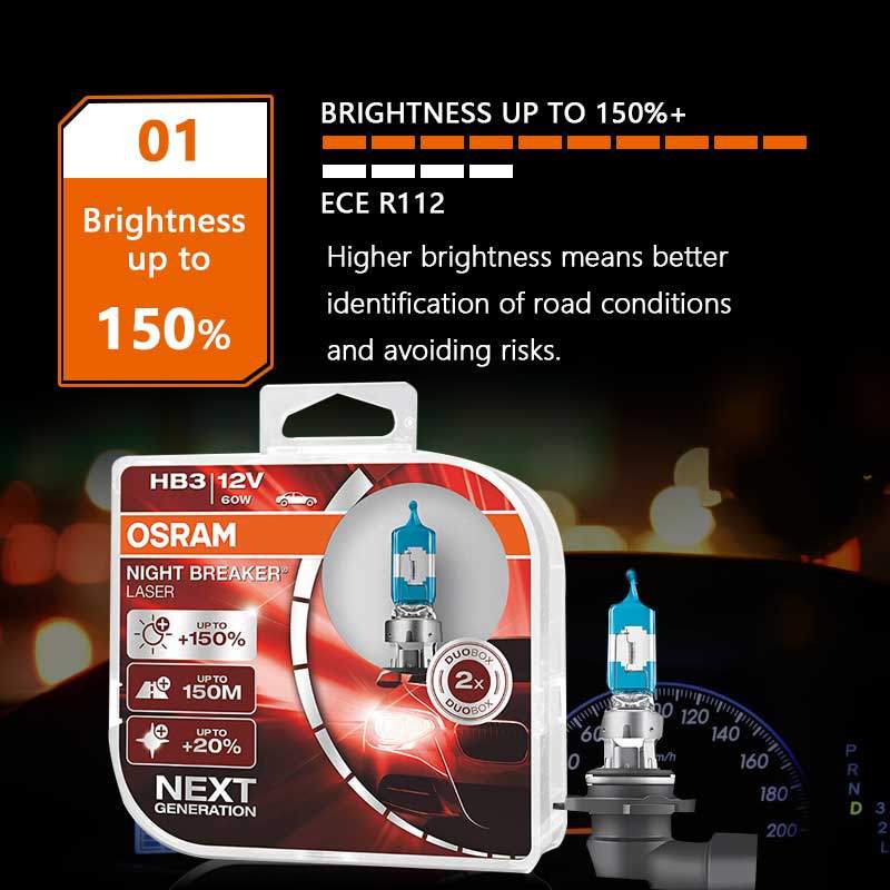 OSRAM H1 H3 H4 H7 Night Breaker Laser Halogen Auto Bulbs Headlight H8 H11 HB3 9005 HB4 9006 12V