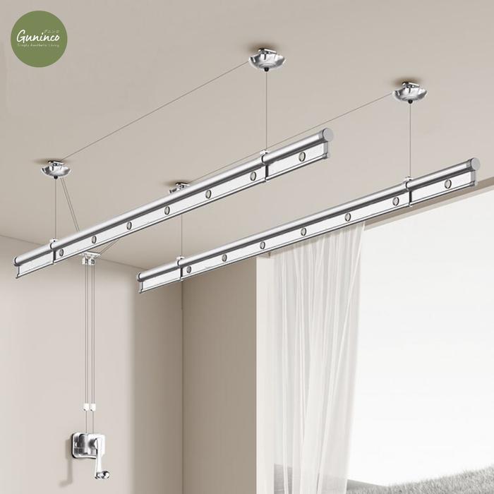 Guninco Jemuran Lifting Baju Katrol - Jemuran Pakaian - Jemuran Dinding Aluminium Katrol - Jemuran