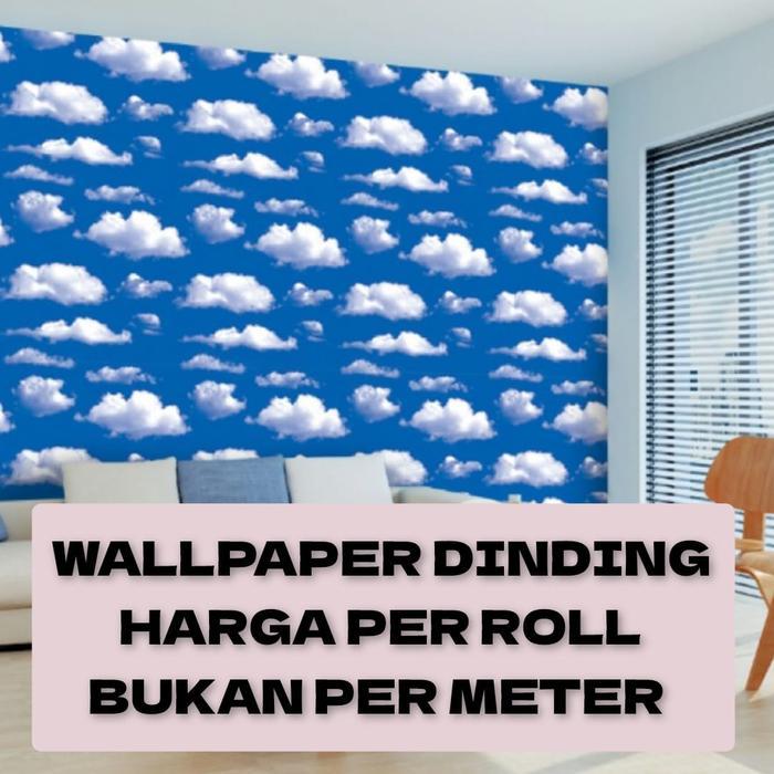 "New" Wallpaper Stiker Plafon Atap Rumah Motif AWAN BIRU LANGIT Bahan Kertas Pvc