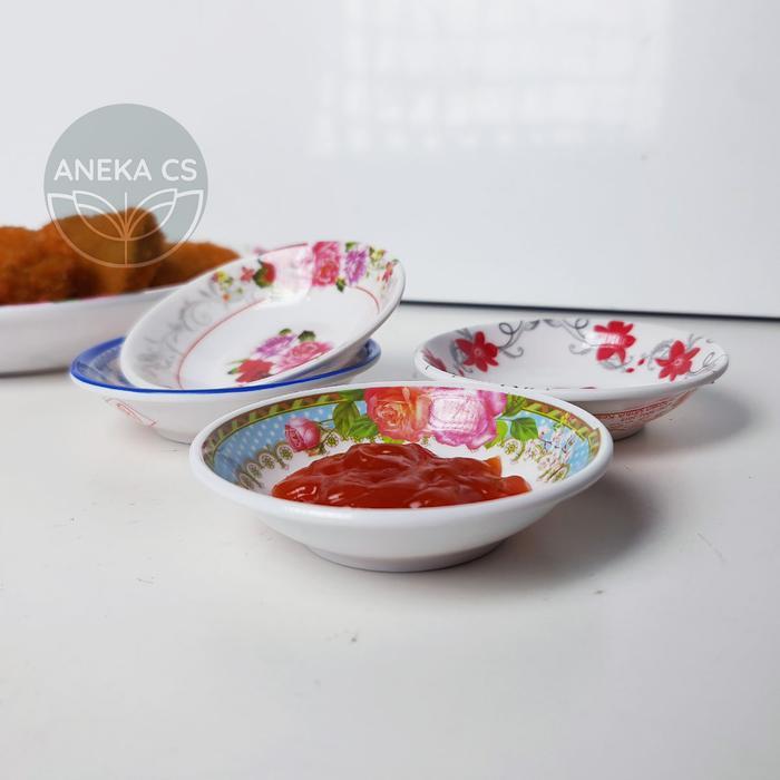 Piring Sambel Melamin - Piring Motif Bunga - Piring Kecil - CTUONG 49