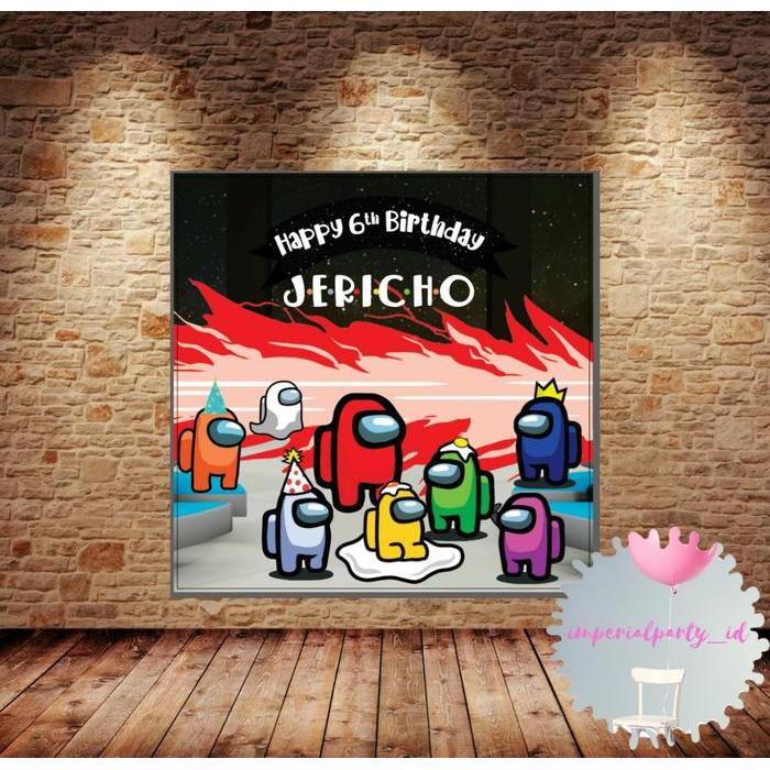 CUSTOM BACKDROP BANNER SPANDUK HAPPY BIRTHDAY AMONG US IMPOSTOR SUS