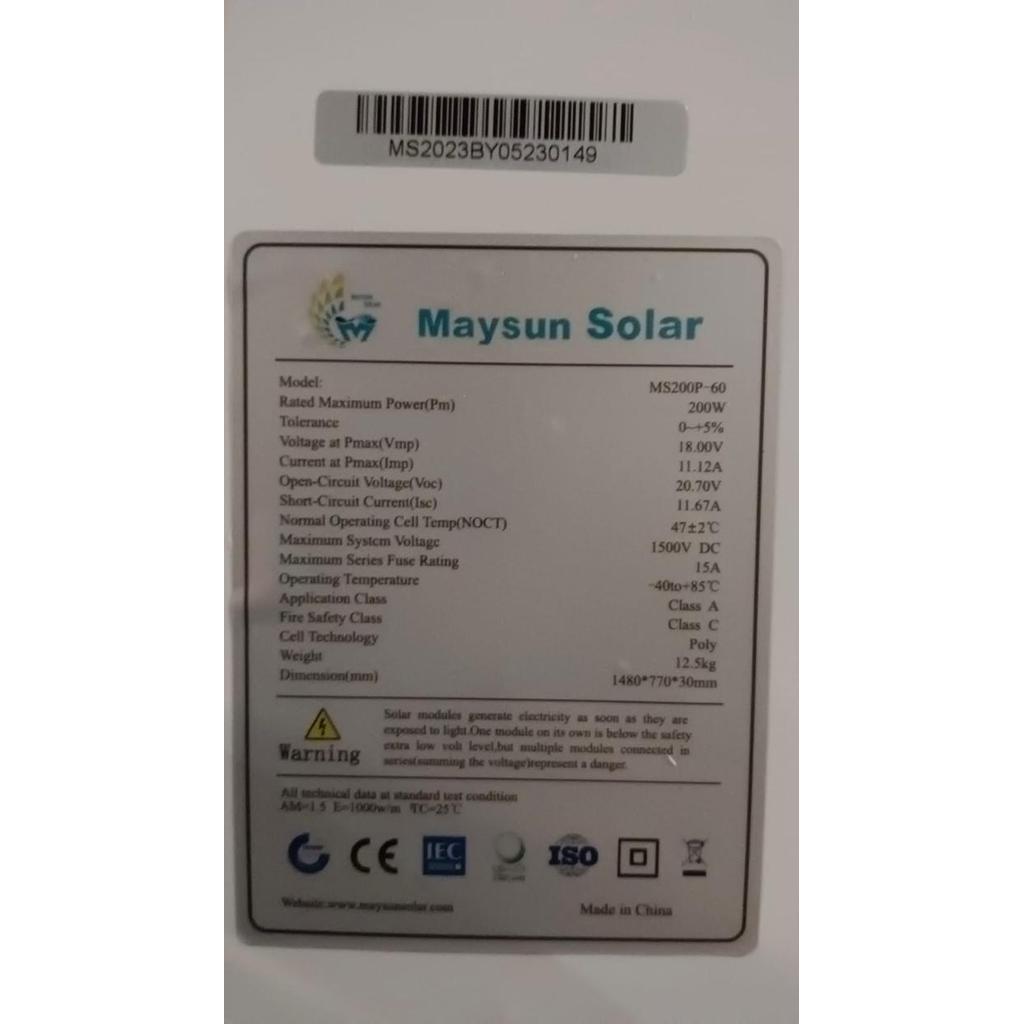 Solar Panel Poly 200WP (Maysun Solar)