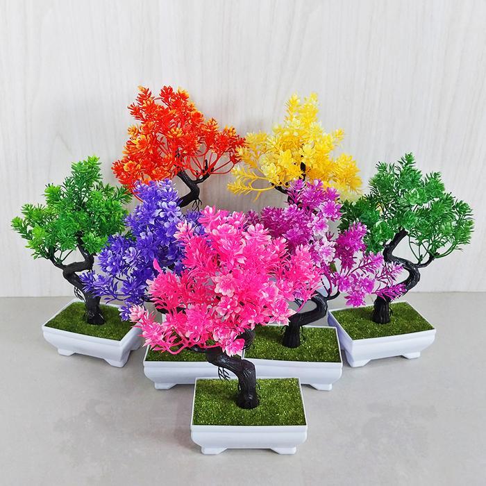 "New" Pohon Bonsai Plastik Tanaman Hias Artificial Pot Bunga Dekorasi Rumah Hiasan Meja Ruang Tamu
