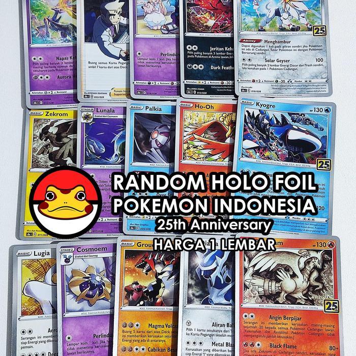 Kartu Pokemon Indonesia Bulk Random 25th Anniversary Holo Foil Card