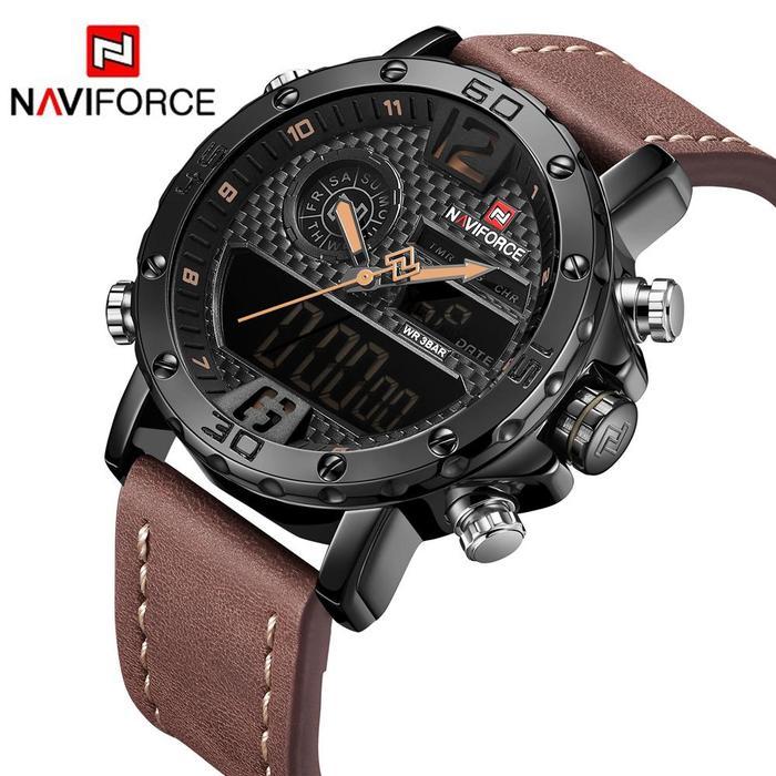 Naviforce Double Time Kulit - Jam Tangan Pria - 9134 - Original