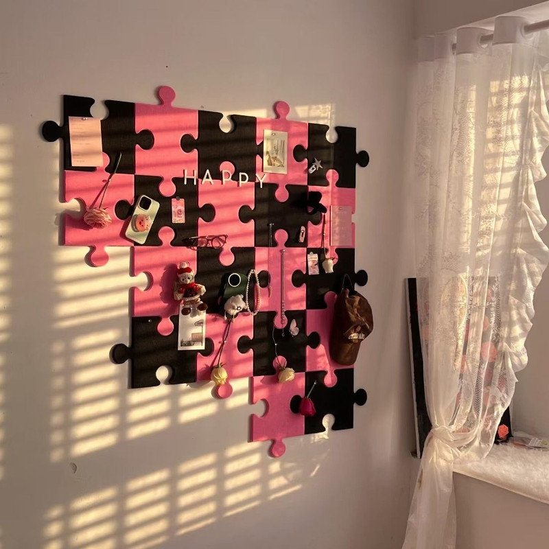 Korean Style Felt Puzzle Wall Sticker Living Room Wall Decor 3D Self-adhesive Sticker Photo
