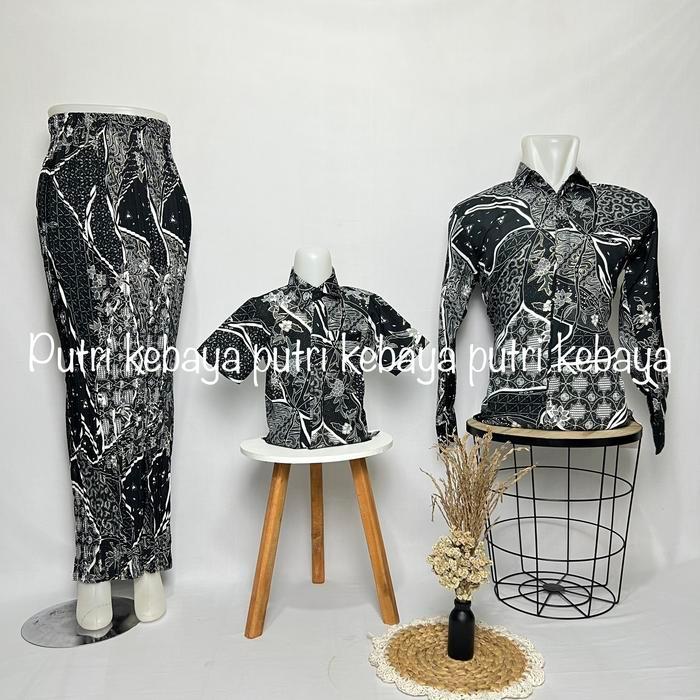 Couple Batik Ibu Anak Dan Ayah Couple Keluarga Couple Family Couple Kemeja Panjang Rok Plisket