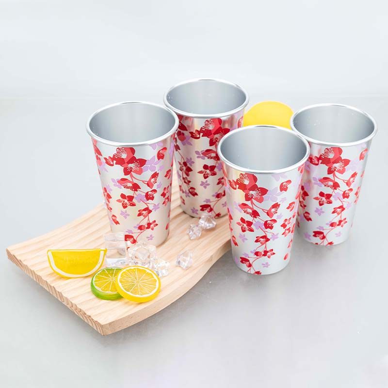 470ml Sakura Aluminum Cup Set - Color Changing Cold Drink Mug Lightweight Creative Coffee Tumbler