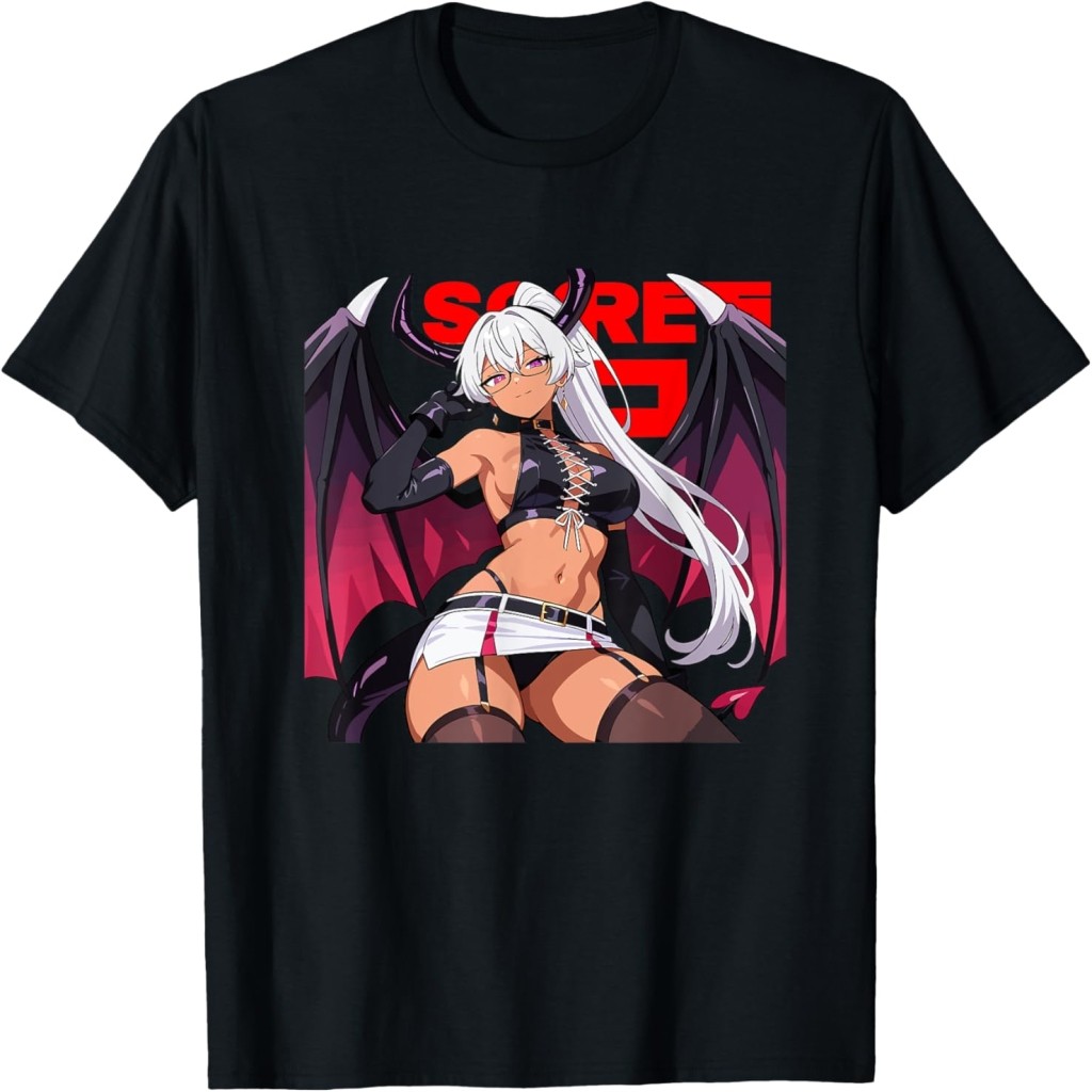 Waifu Sexy Anime Girl Horns Japanese Kimono Manga Style T-Shirt