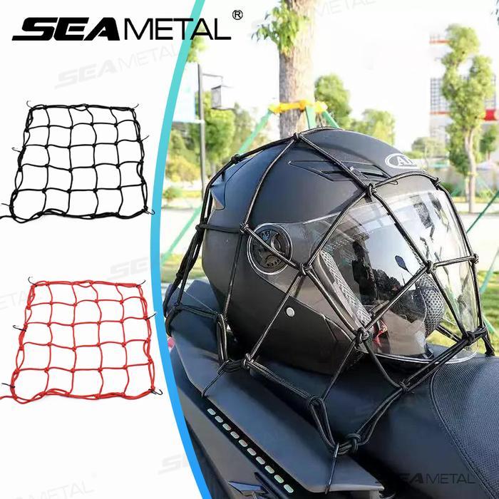 SEAMETAL Tas Bagasi Penyimpanan Helm Tangki Bahan Bakar Jaring Bagasi Sepeda Motor Jaring Elastis