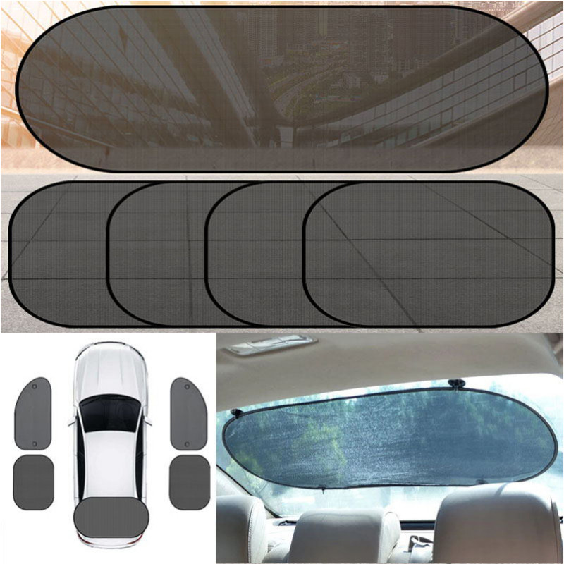 Car Mesh Suction Cup Sunshade Foldable Car Rear Window Sunshade Protection Auto Sun Visor Curtain