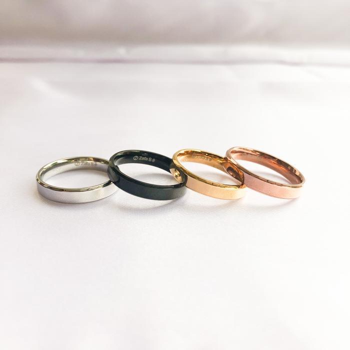 Zafa Cincin Titanium Pria Wanita 6mm 4mm Anti Karat - Smooth