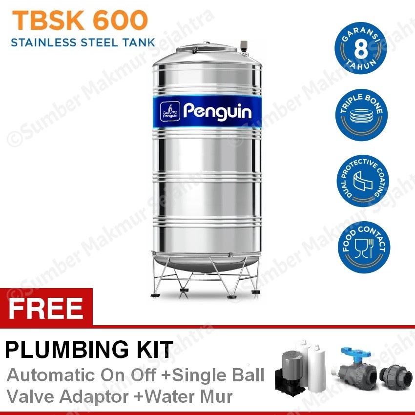 Penguin Toren / Tandon / Tangki Air Stainless 600 liter - TBSK 600