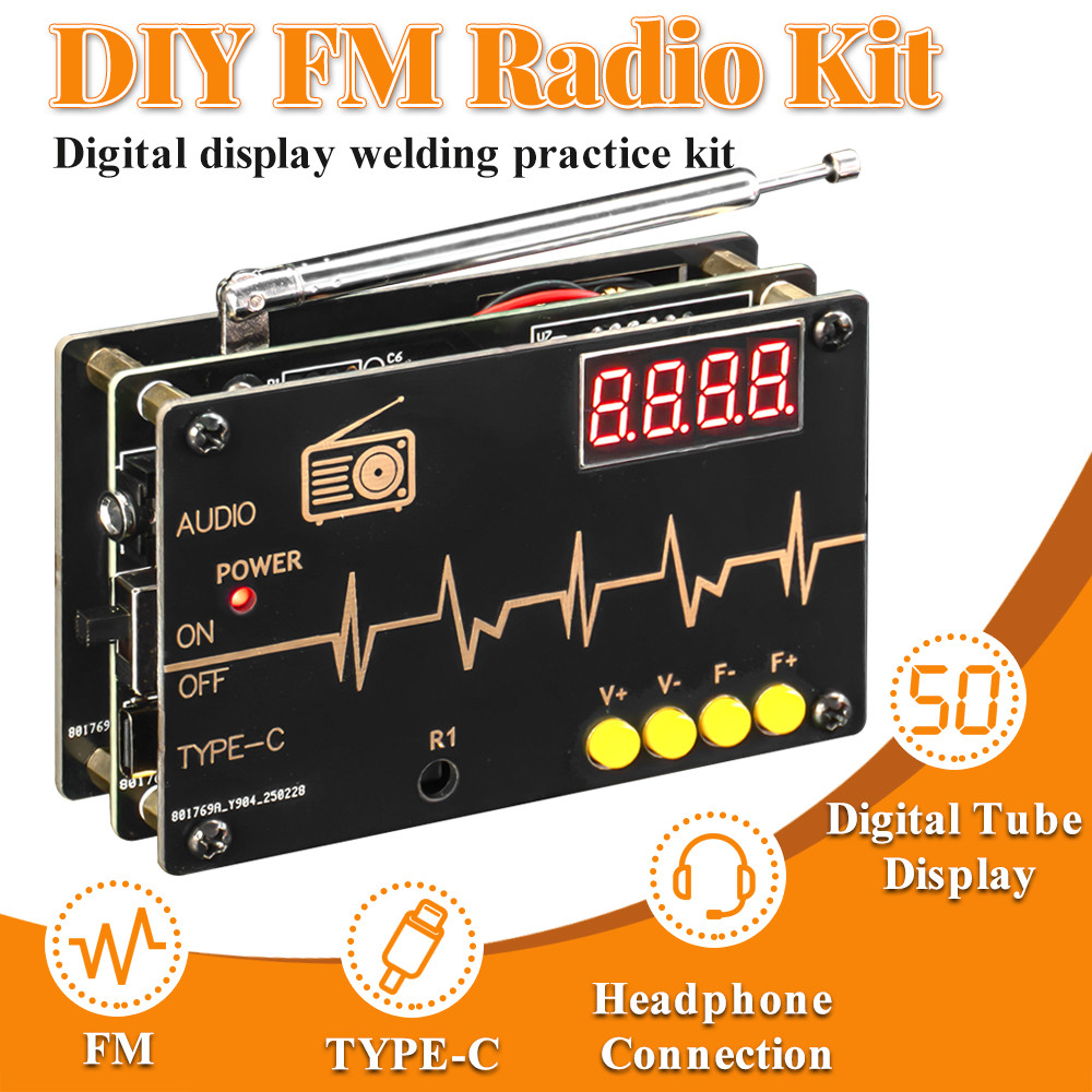 DIY Electronic Kit RDA5807M FM Radio 87-180MHz with Digital Tube Display STC15 Microcontroller