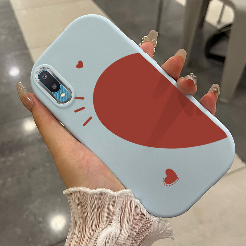 Casing Hp Untuk Samsung Galaxy A02 M02 Case Setengah hati merah Kesing silikon berbahan Cesing Softc