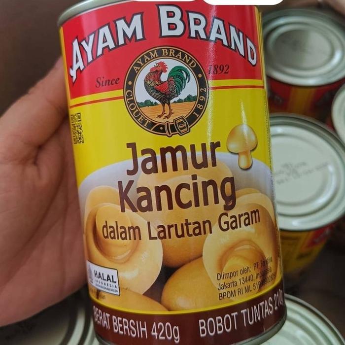 Halal.. Ayam Brand Jamur Kancing Dalam Larutan Garam-Jamur Kaleng-Mushroom Kalengan