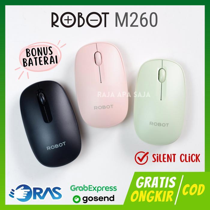 Mouse Wireless Robot Untuk Hp Tab Laptop Pc Komputer Bluetooth Office Kantor Tanpa Kabel Pink M260