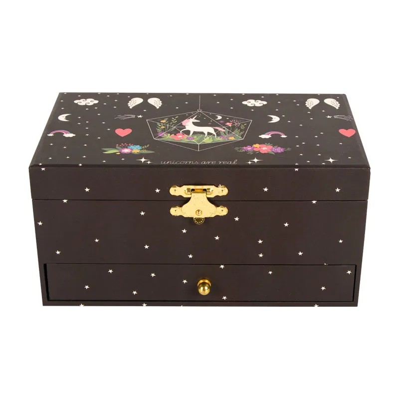 7-inch Black Star Unicorn Music Box Jewelry Storage Music Box Music Box Children's Day Valentine's