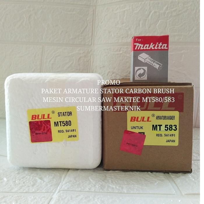 Promo Paket Armature Stator Carbon Brush Maktec Mt580 Mt583 Mt560 Angker Mt 580 Mt 583 Mt 560 Bull