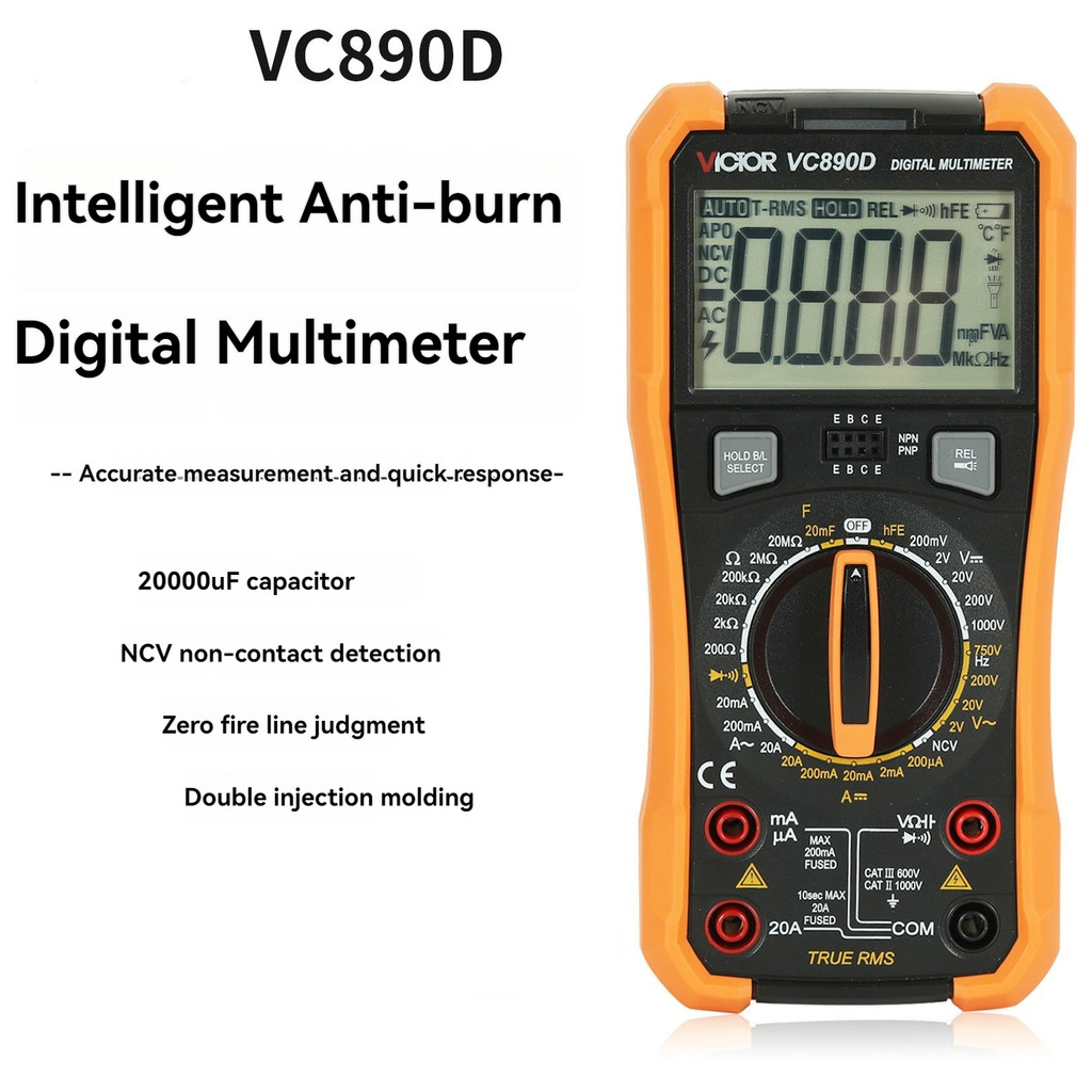 VICTOR VC890D VC890C+ Professional Digital Multimeter True RMS Multimeter 20mF Capacitor 20A