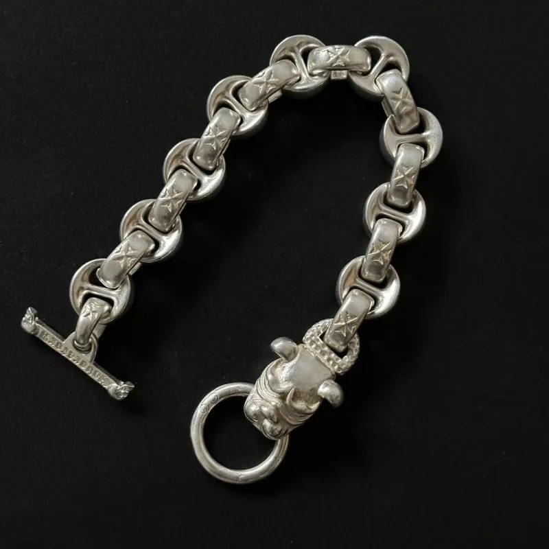 Old Tibetan Silver Hand-made Nepal Auspicious Animal Head Bracelet jewelry Domineering Transshipment