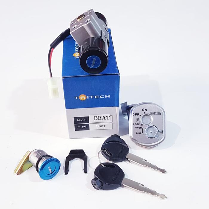 KUNCI KONTAK ASSY SET KUNCI JOK ORI TRITECH STANDAR MOTOR BEAT KARBU