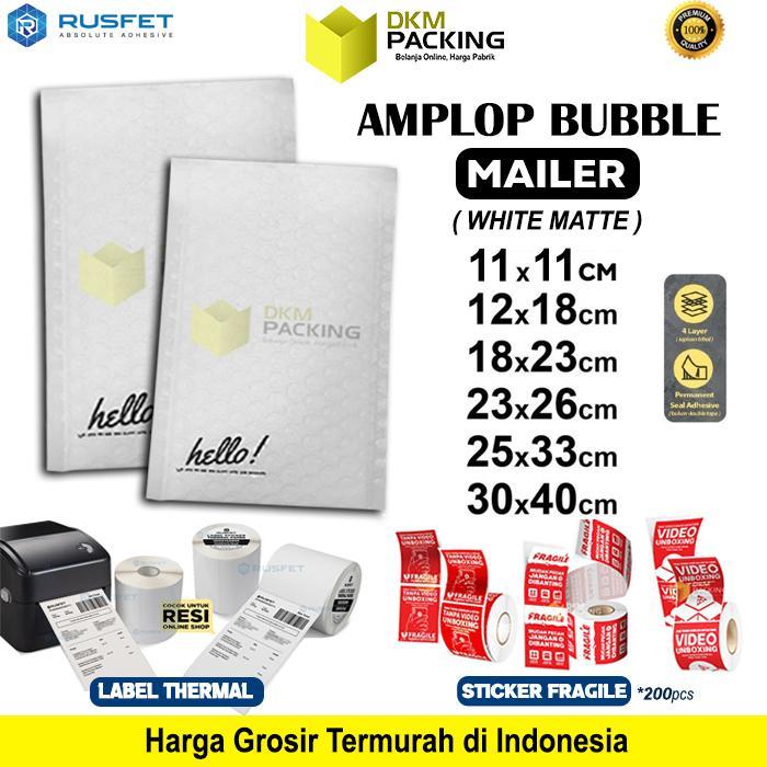 AMPLOP BUBBLE MAILER WRAP ENVELOPE RUSFET WHITE PREMIUM /SATUAN
