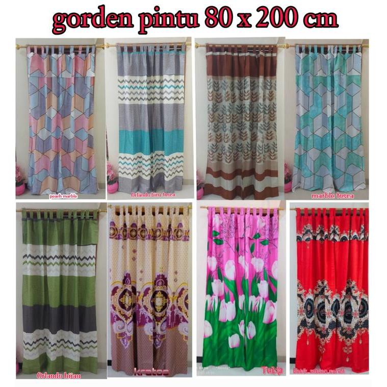 Gorden pintu karakter dan gorden pintu bunga uk 80 x 200 cm