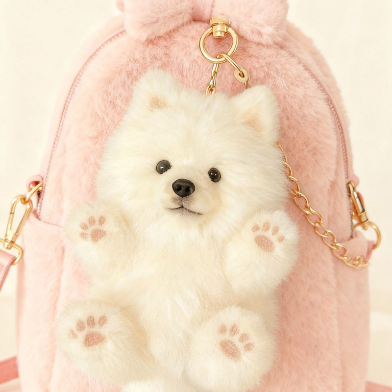 Cute Samoyed Plush Pendant Keychain Super Healing Doll Bag Decoration Gift Girl Small Toy Pendant